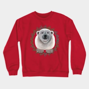 Polar Bear on circular mistletoe pattern Crewneck Sweatshirt